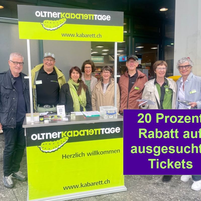 Standaktion mit Freiwilligen und 20 Prozent-Rabatt