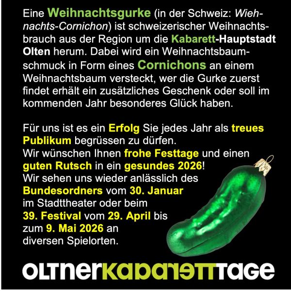 Frohe Festtage und ein humorvolles 2026!